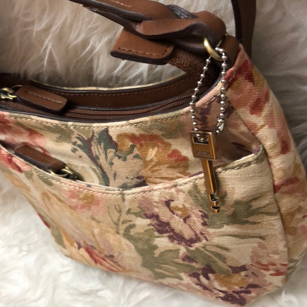 Fossil Canvas Leather Trim Crossbody Bag - Picture 3 of 9